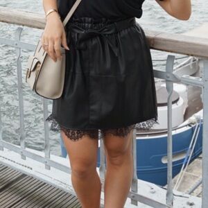 Zara Black Mini Skirt with Lace Trim